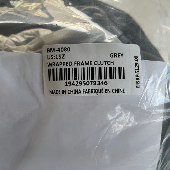 NWT Dumpling Clutch Convertible Bag Slouch Frame Chain Gray Badgley Mischka - Picture 7 of 7